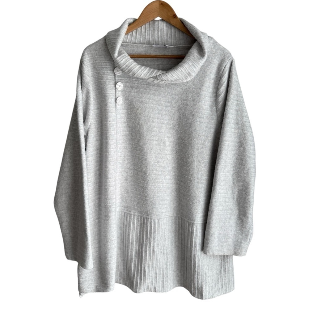 Habitat Cowl Neck Fleece Pullover Sz XL Grey Lightweight Top Relaxed Fit EUC